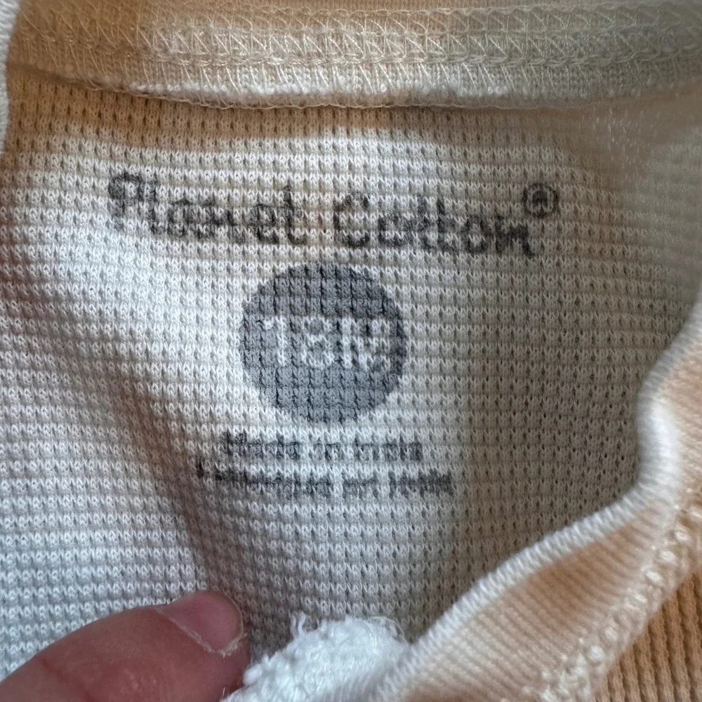 Planet Cotton Cream Waffle Knit Henley‎ Bodysuit Long Sleeve 18M